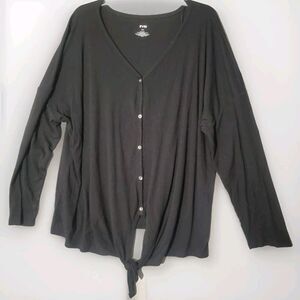 EVRI Black Cardigan Sweater Button Up Plus Size 2X Stretchy Soft Workwear Chic